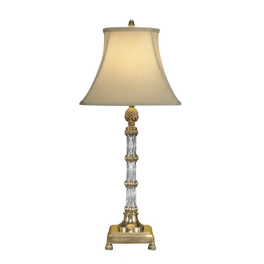 Wildwood Brass Pineapple & Crystal Column Lamps 33" tall (pair)