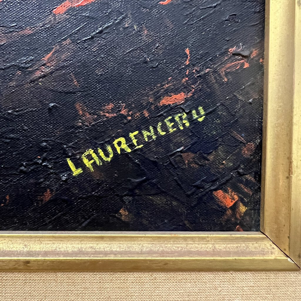 Vintage Haitian Seascape Oil Painting Signed by: Listed Artist Lyonel Laurenceau (1942-) 41Lx29H