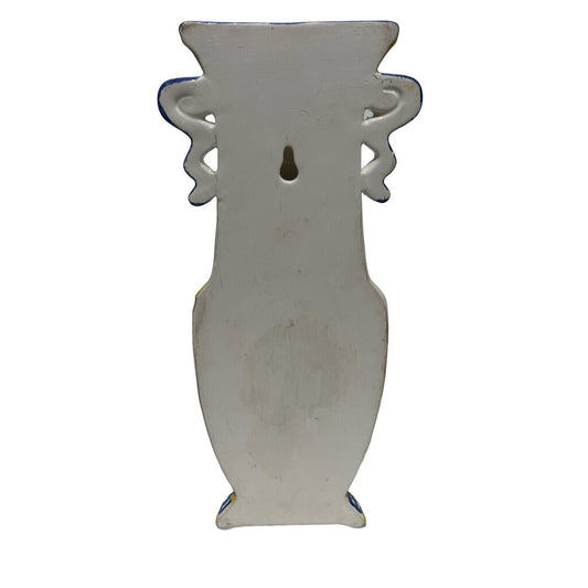 Blue & Yellow Handpainted Bird on Bamboo Ceramic Wall Sconce 12" tall