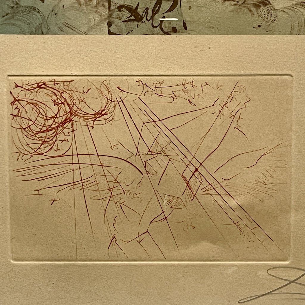 Salvador Dali Hommage a Homere "Return Of Ulysses" Signed Etching 89/350 1977 Matted & Framed in Brass Frame 30"x38"