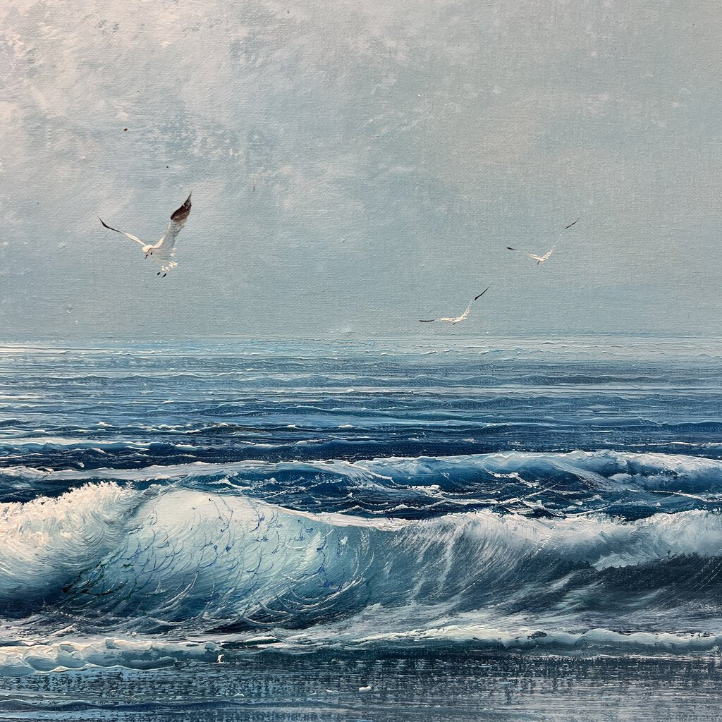 "Waves on the Beach" Original Seascape Oil Painting by: Runci 50x38