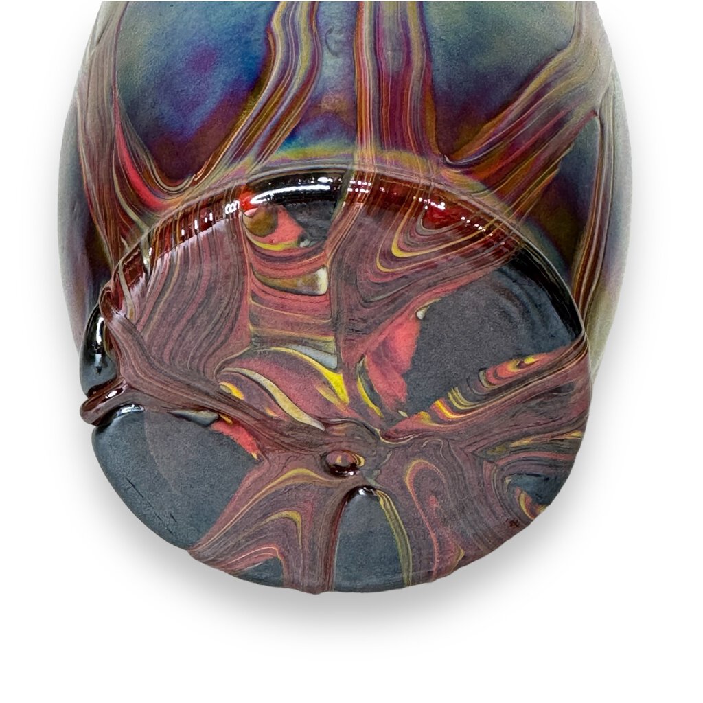 Iridescent Favrile Red Luster Art Glass Vase 9" tall