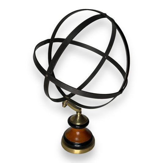 17" Iron Armillary on Wood & Brass Stand