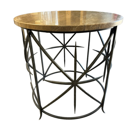 Hand Forged Iron Table w/ Stone Top by: ADG Lighting - Architectural Detail Group 30"Wx30"H