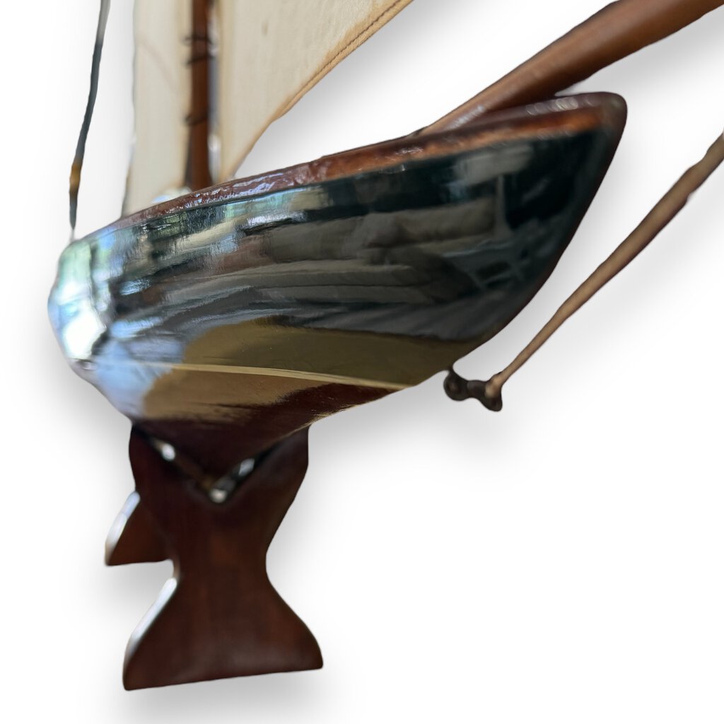 Vintage 1901 Sail Pond Yacht Model 43" Cup Contender Sailboat w/ Stand 43Lx6Wx43H