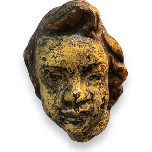 Antique Amphora Pottery Mother & Child Head Bust Wall Sculptures Made in Spain 6"x5" pair