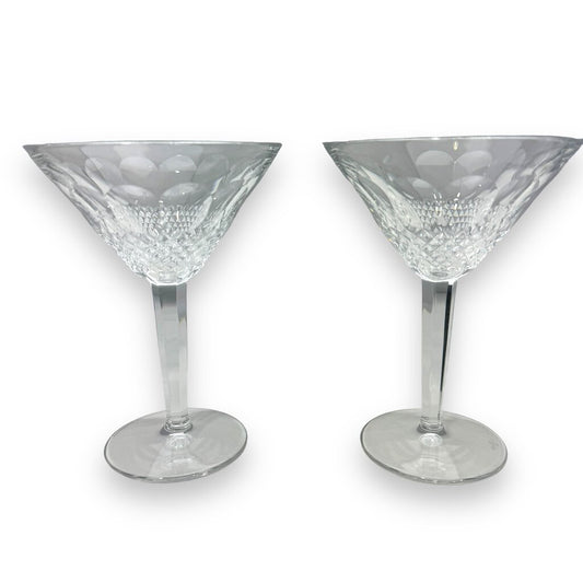 Pair of Waterford Crystal Tall Martini Cocktail Glasses Pattern: Colleen (Cut) 6Hx4.5W
