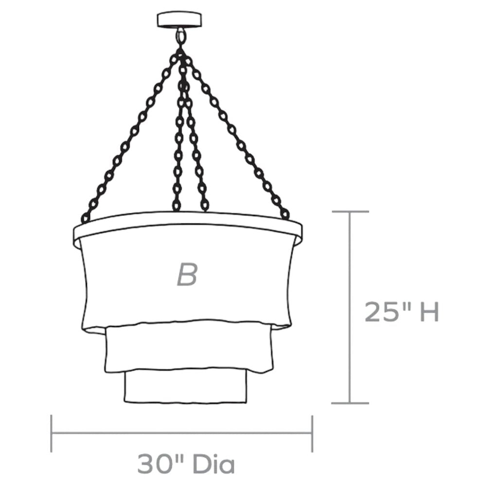 Made Goods Patricia Oval Chandelier w/ Silver Iron Ring & 3 Tier 5 Light Woven Coco Bead Sleeves 30Wx62H