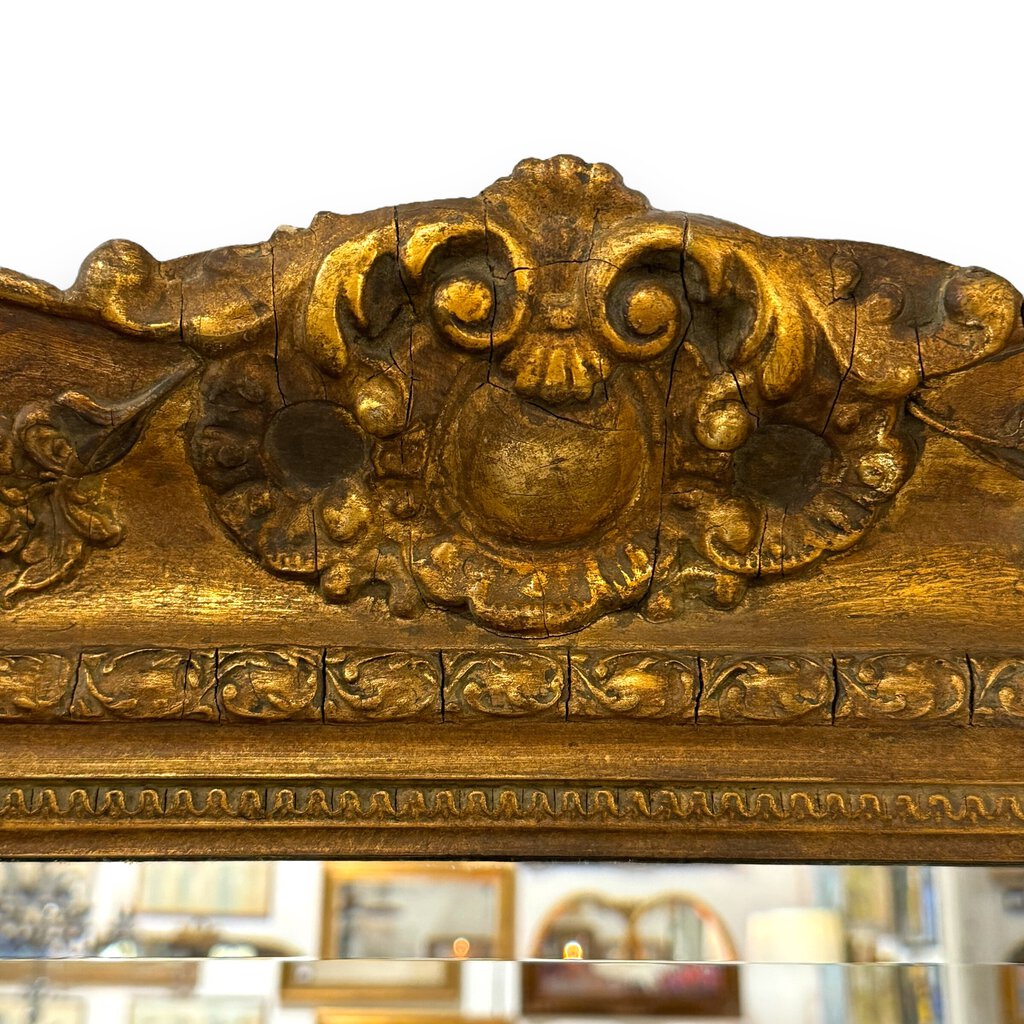 Large Beveled Mirror w/ Carved Ornate Gold Gilt Wood Frame 47"x47"