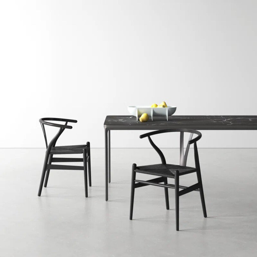 ALL MODERN Etta Wishbone Danish Style Solid Wood Dining Chair in Black (Set of 8)