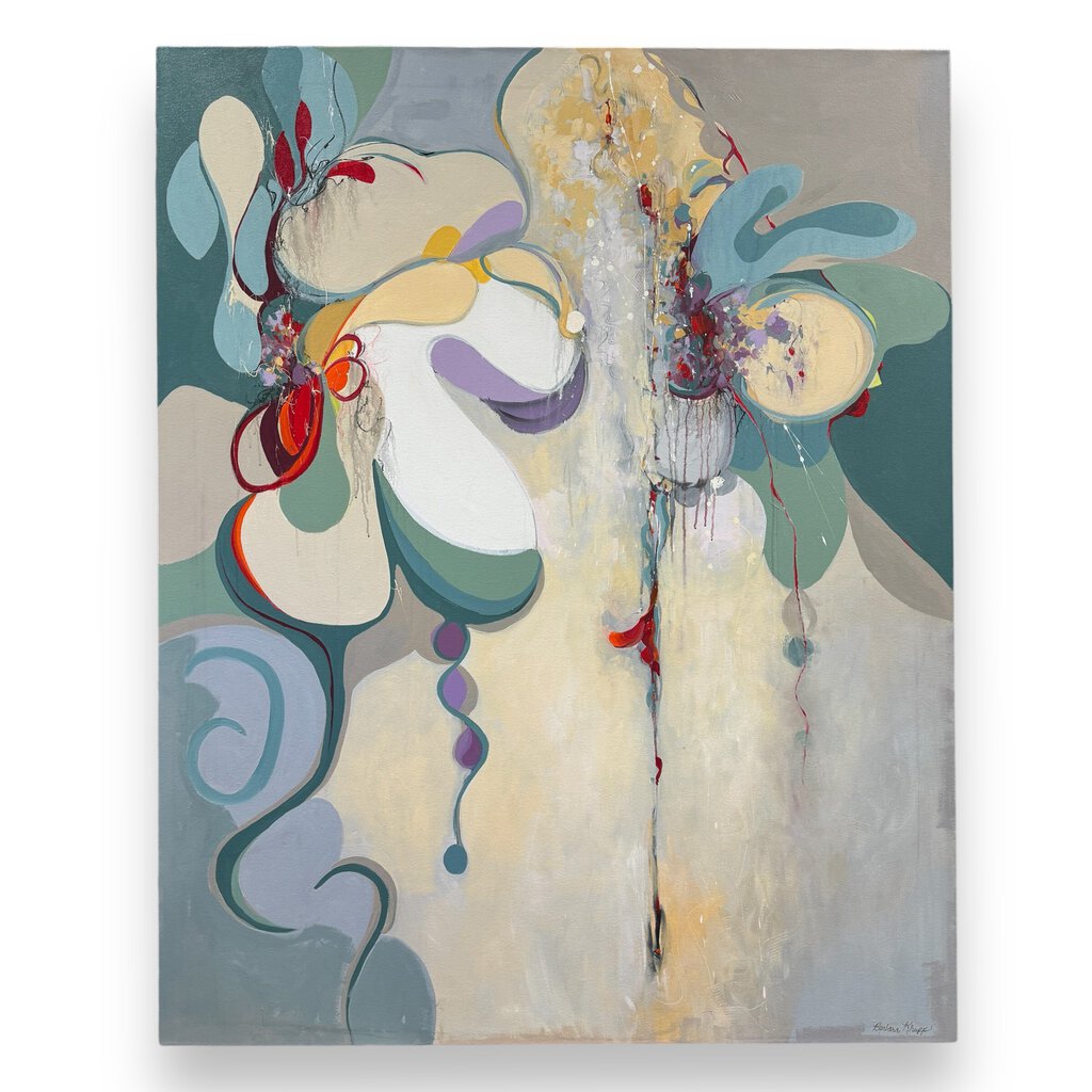 "The Magic Chase" by: American Modernist Abstract Expressionist Barbara Krumpp Acrilic on Canvas 2018 48Lx60H