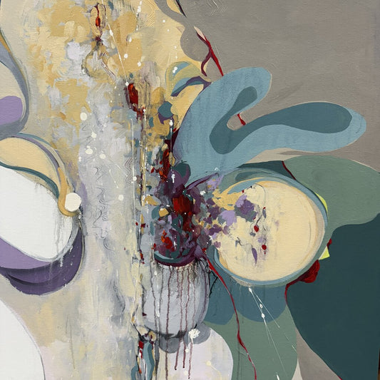 "The Magic Chase" by: American Modernist Abstract Expressionist Barbara Krumpp Acrilic on Canvas 2018 48Lx60H