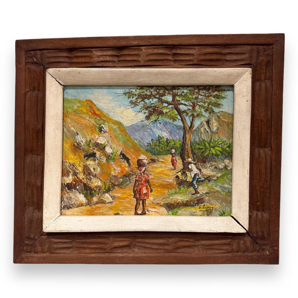 Vintage Haitian Oil Painting By: G. Dupuy 15Lx13W