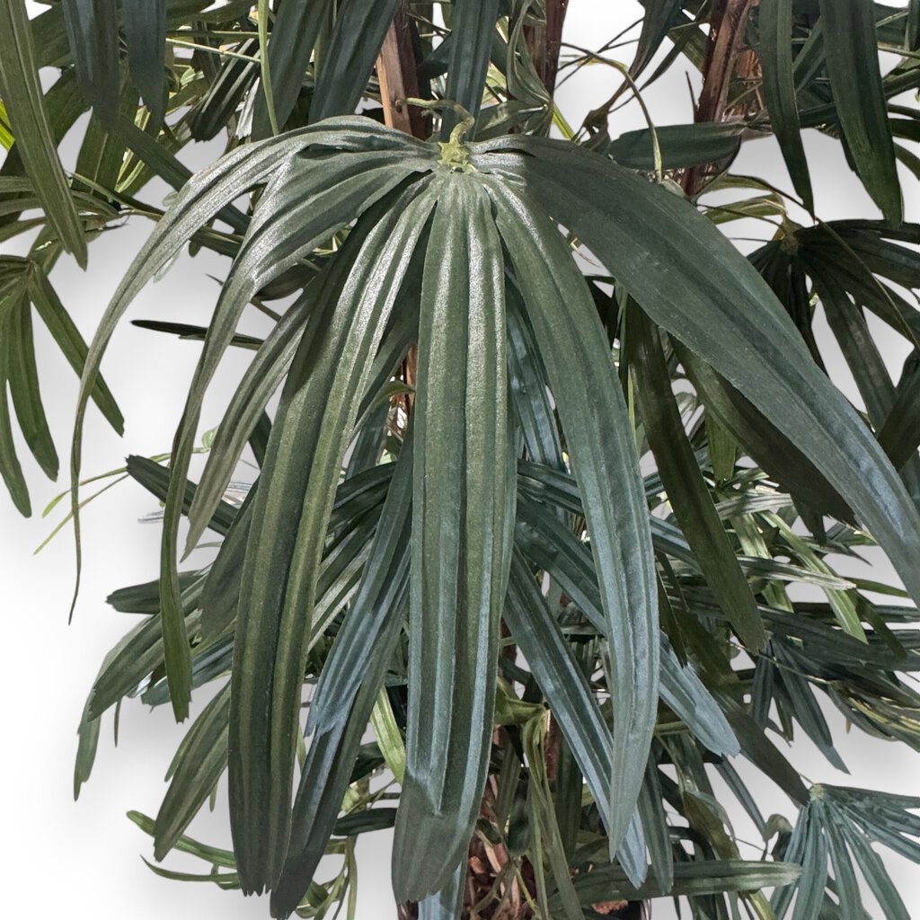 89" Artificial Raphis Palm Tree Plant in Decorative Metal Pot w/ Lion Heads