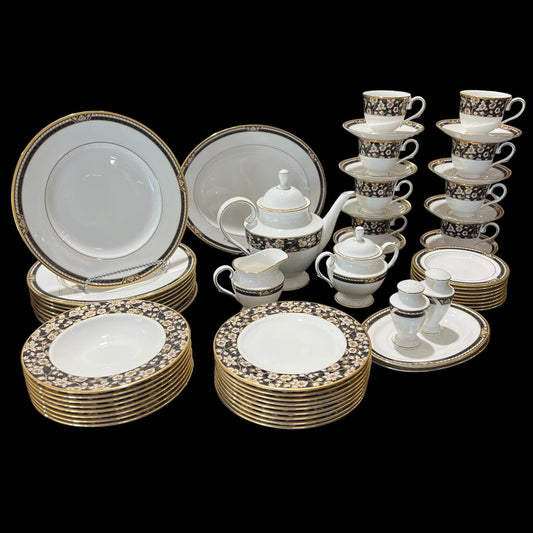 56 pc Lenox Golden Dynasty China Dinnerware Set Serving for 8