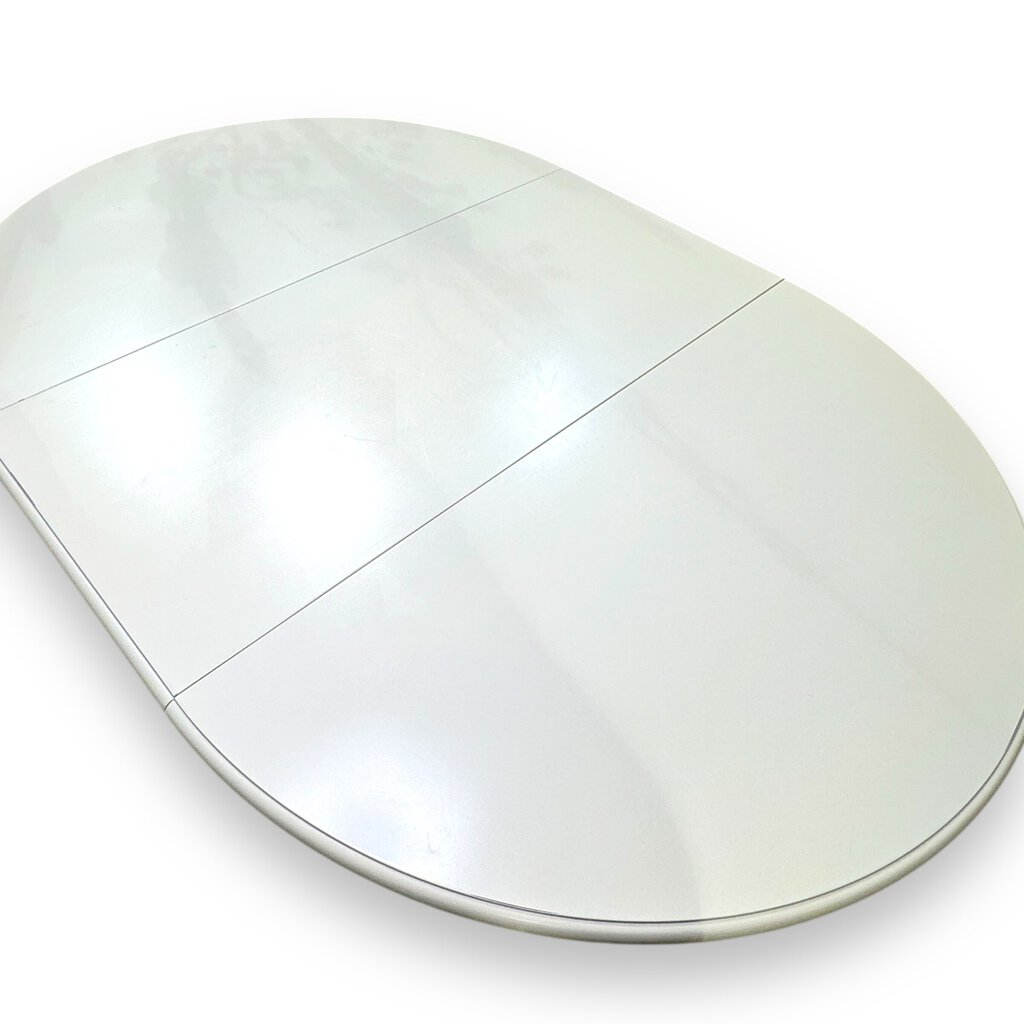 Pier1 Cottage White Distressed Wood 48" Round to 48"x68" Oval Pedestal Dining Table (1 leaf 20")