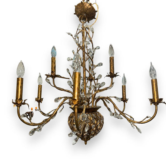 Crystorama 9 Light Hand Polished Crystal Chandelier w/ Etruscan Gold Finish 32Lx30H