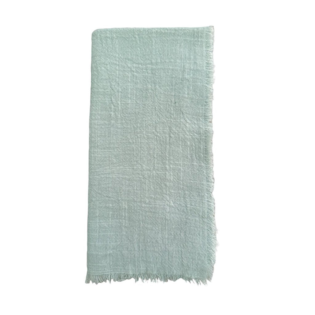 Mint Green Cotton Gauze Fringe Napkins- Set of 4