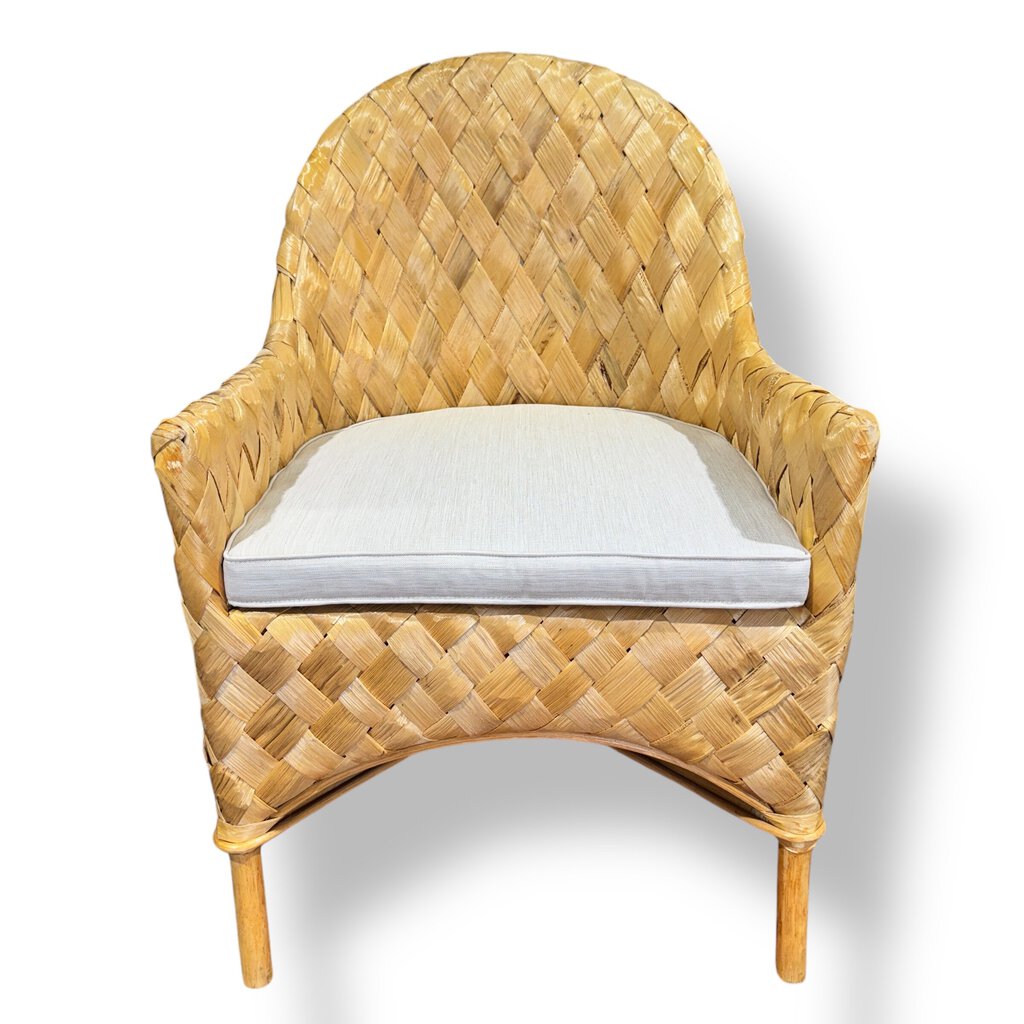 Natural Basketweave Woven Accent Chair w/ Cushion (NEW)