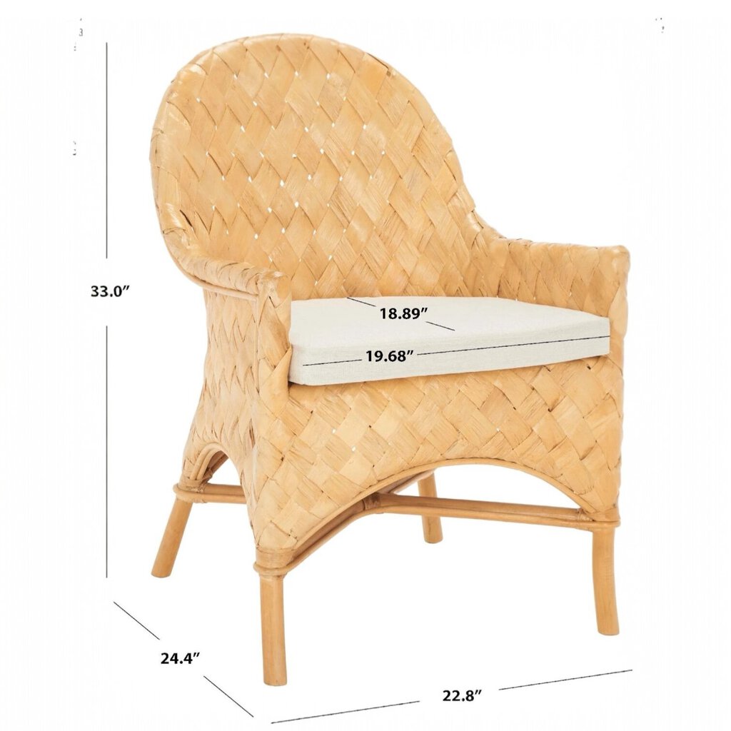 Natural Basketweave Woven Accent Chair w/ Cushion (NEW)