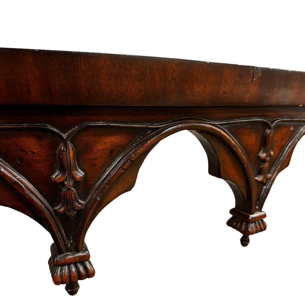 European Crossroads Gothic Revival Wood Carved Console Table by Designer John - Richard 72Lx23Wx34H