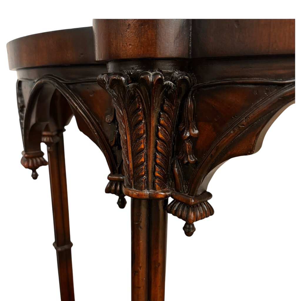 European Crossroads Gothic Revival Wood Carved Console Table by Designer John - Richard 72Lx23Wx34H
