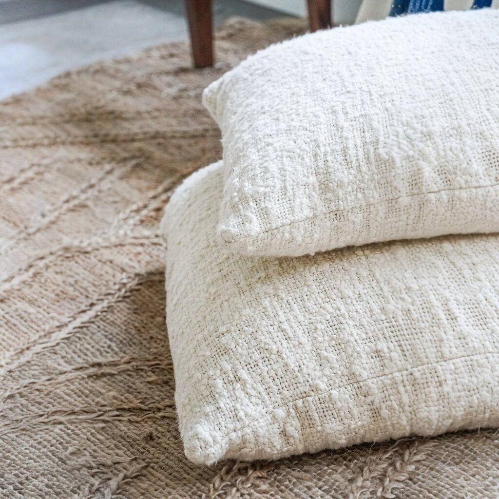 Cozy Cotton White Boucle Cover w/ Down Pillow 20x20 PAIR