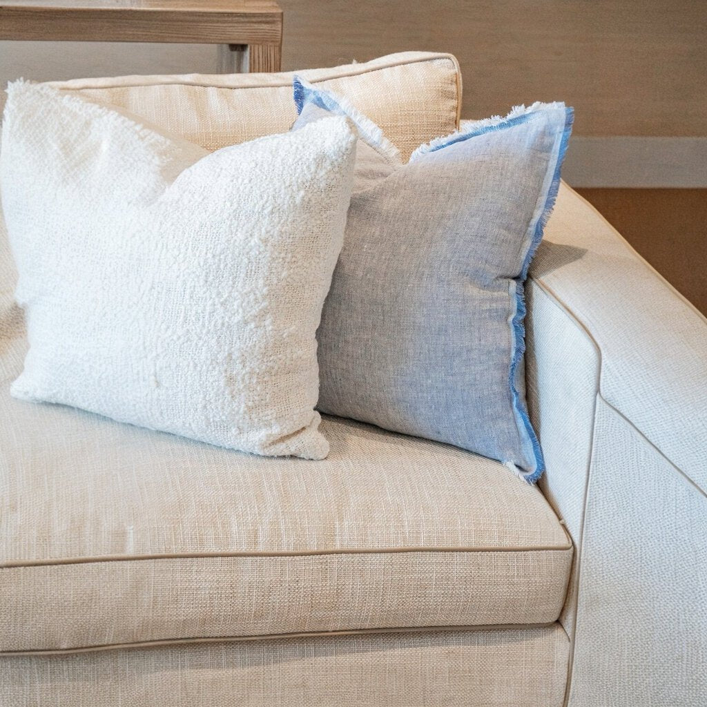 Cozy Cotton White Boucle Cover w/ Down Pillow 20x20 PAIR