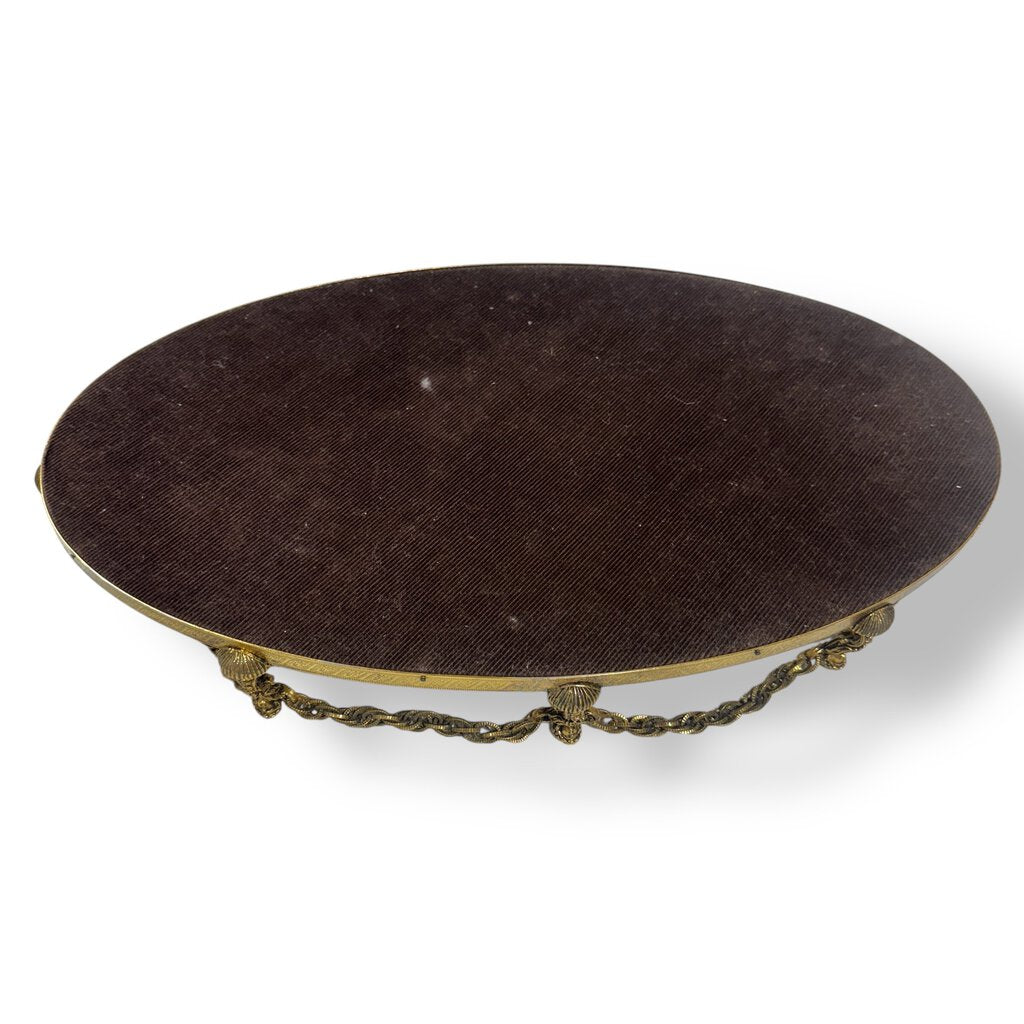 Hollywood Regency Vintage Vanity Mirror Tray w. Cameo Post & Chain 19Lx11Wx3H