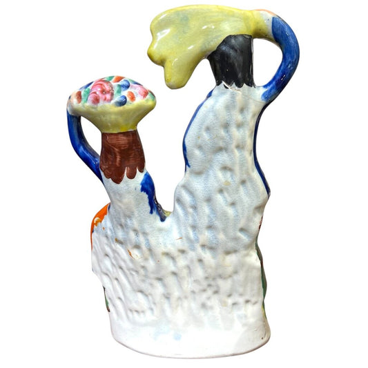 Antique Staffordshire Porcelain Man and Woman Figurine (As is) 9"H X 5"L X 2.5"W