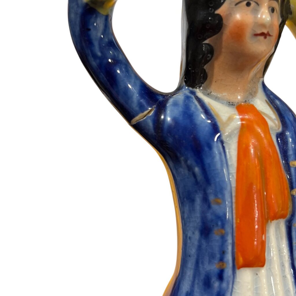 Antique Staffordshire Porcelain Man and Woman Figurine (As is) 9"H X 5"L X 2.5"W