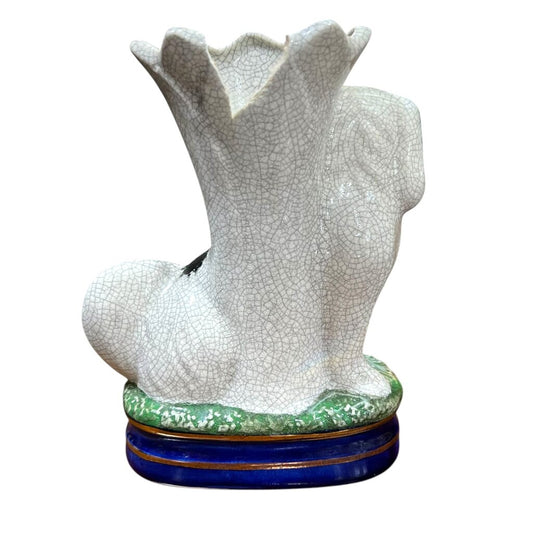 Vintage Fitz and Floyd Staffordshire Dog Vase (As Is) 7"H X 5"L X 3"W