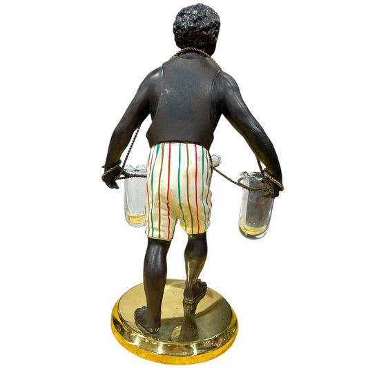14" Petites Choses Blackamoor Nubian Man w/ 3 Bud Vases