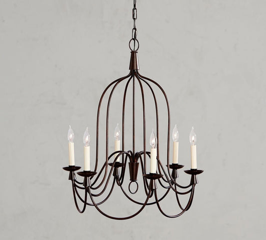 Williams-Sonoma Armonk 6-Arm Iron Chandelier 27Wx32H