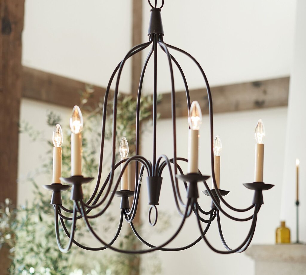 Williams-Sonoma Armonk 6-Arm Iron Chandelier 27Wx32H