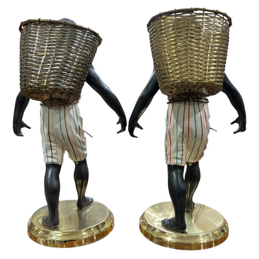 Pair of 14" Petites Choses Blackamoor Nubian Men w/ Baskets