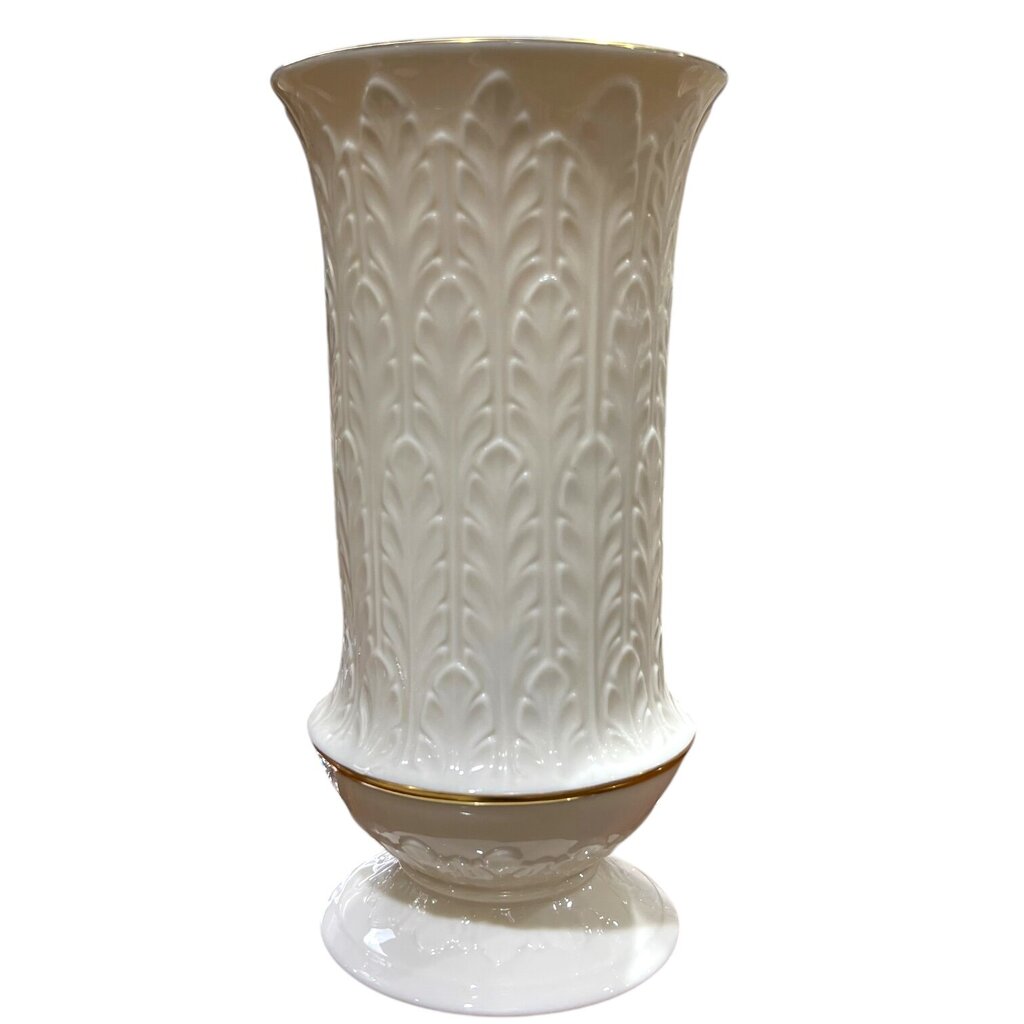 Lenox Autum Leaf 24k Gold Trim Footed Porcelain Vase 9.5" tall Made in USA