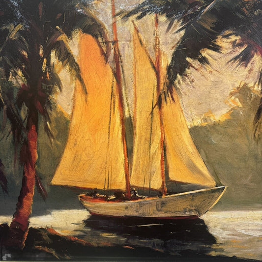 Sailboat "SANTA BARBARA" Large Embellished Giclee on Canvas by: Frederick Pawla 60Lx48H