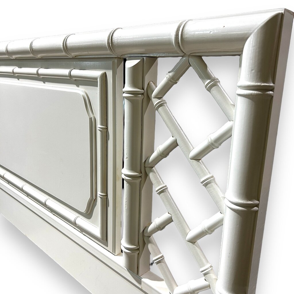 Hollywood Regency Queen/ Full Headboard Lacquered in White 59Lx43H