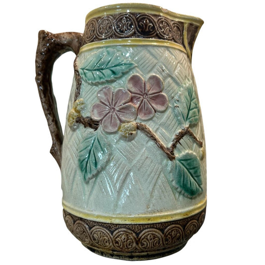 Antique Majolica Bird on Branch Pitcher "as is" 7Hx5.5W