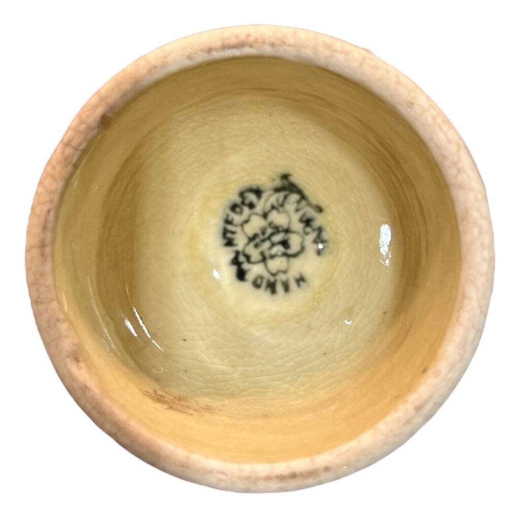 Hand Painted in Japan Basketweave Pottery Hotta Yu Shoten Double Egg Cup 3.5 H x 3D