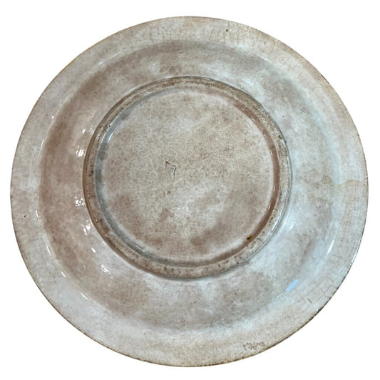 Antique Majolica Banana Leaf Basket Weave Plate 6.5 D