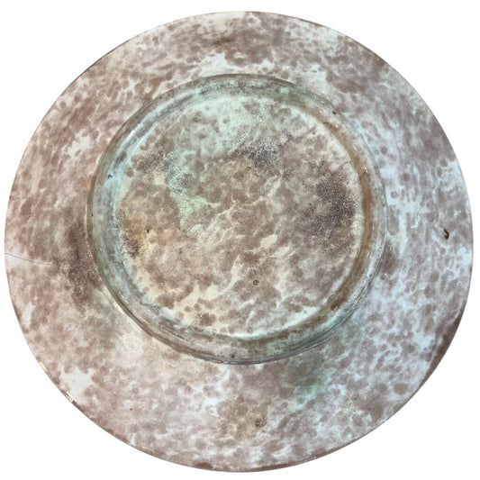 Antique Majolica Basket Weave Berries w/ Pink Flowers & Yellow Plate 8"D