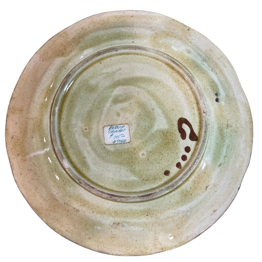 Circa 1880 Antique Majolica Leaf w/ Grapes & Berries Teal Plate 9"D