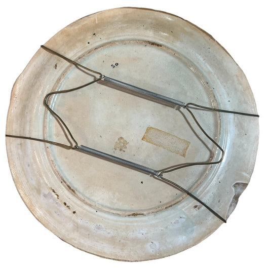 Antique English Majolica Humming Bird w Cherry Blossom Branches Plate 8.5