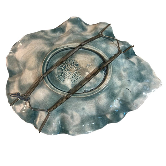 Antique Majolica Pink & Green Etruscan Begonia Leaf Dish 9Lx7W