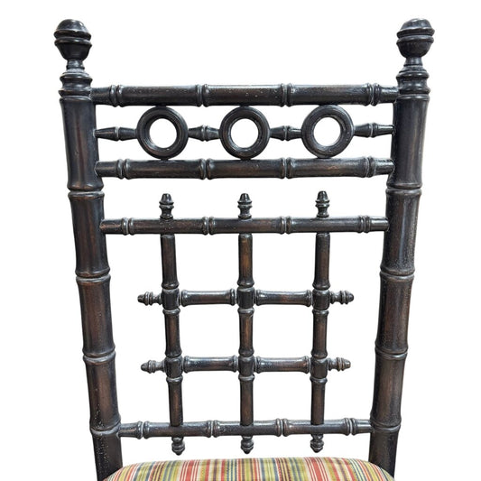 Pair of Solid Wood EJ Victor Upholstered Accent Chairs