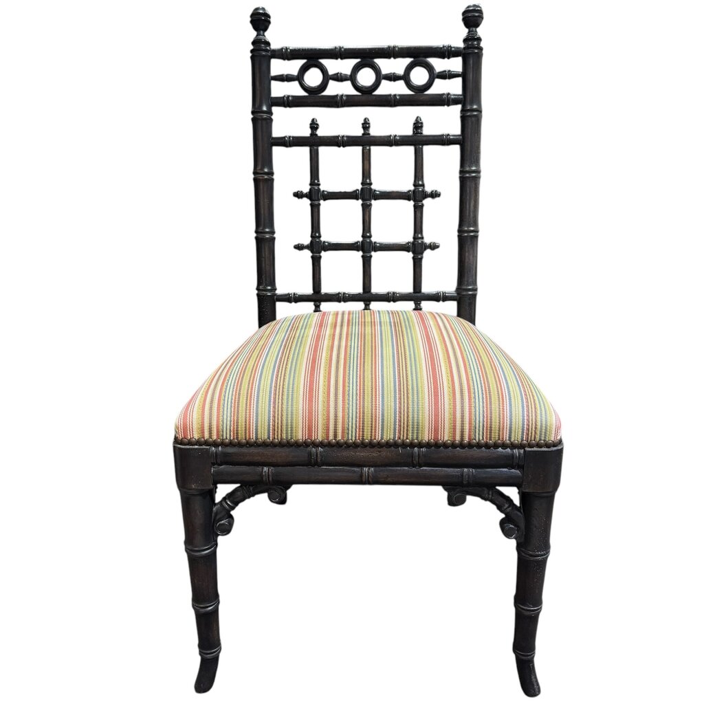 Pair of Solid Wood EJ Victor Upholstered Accent Chairs