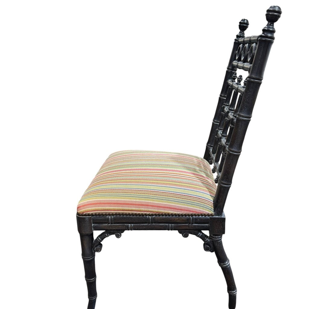 Pair of Solid Wood EJ Victor Upholstered Accent Chairs