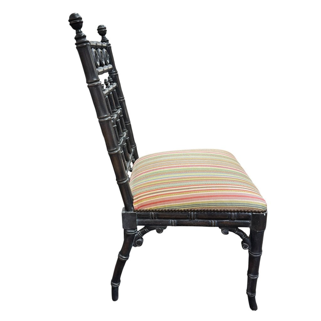 Pair of Solid Wood EJ Victor Upholstered Accent Chairs